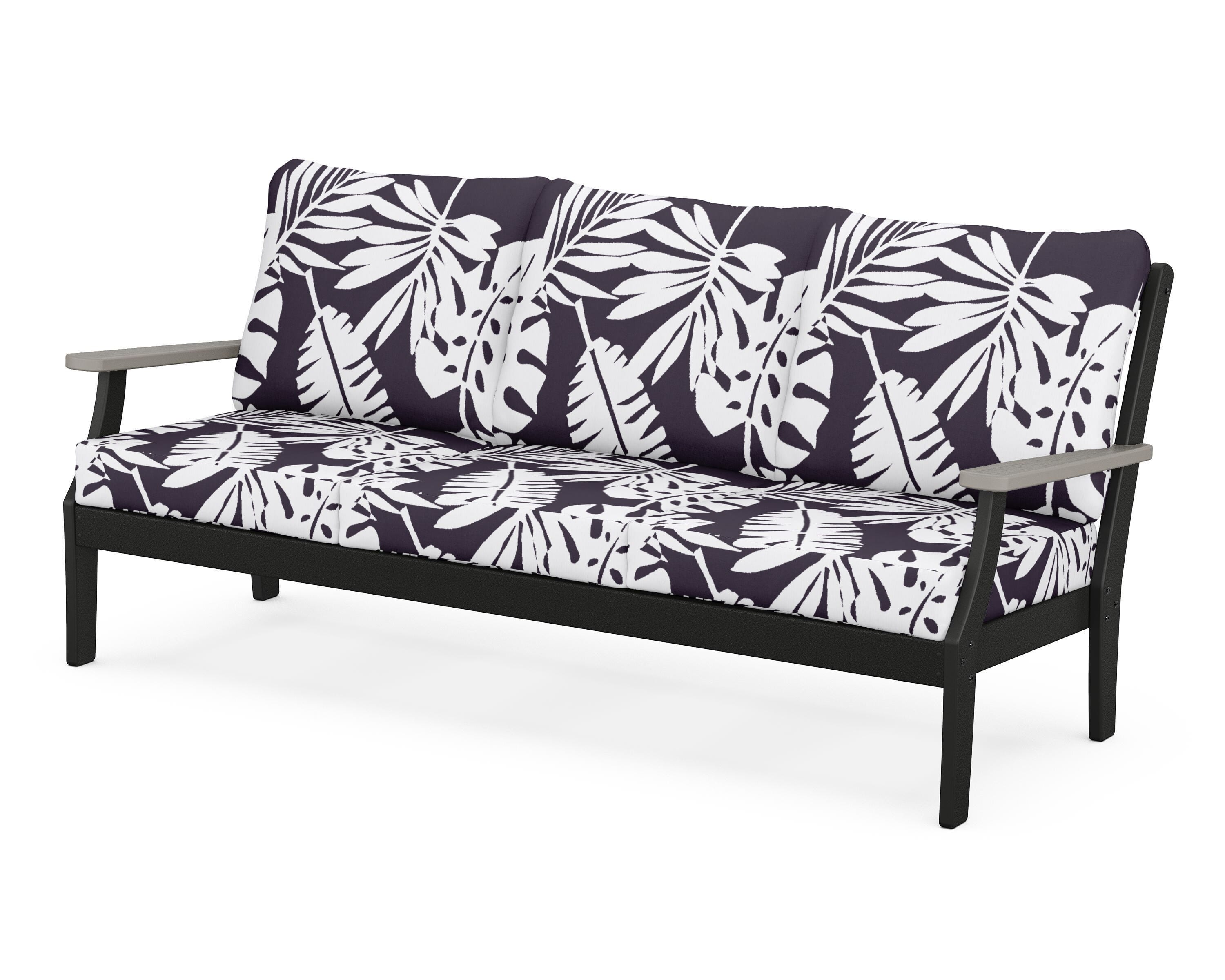 POLYWOOD® Braxton Deep Seating Sofa in Black / Driftwood / Leaf Navy