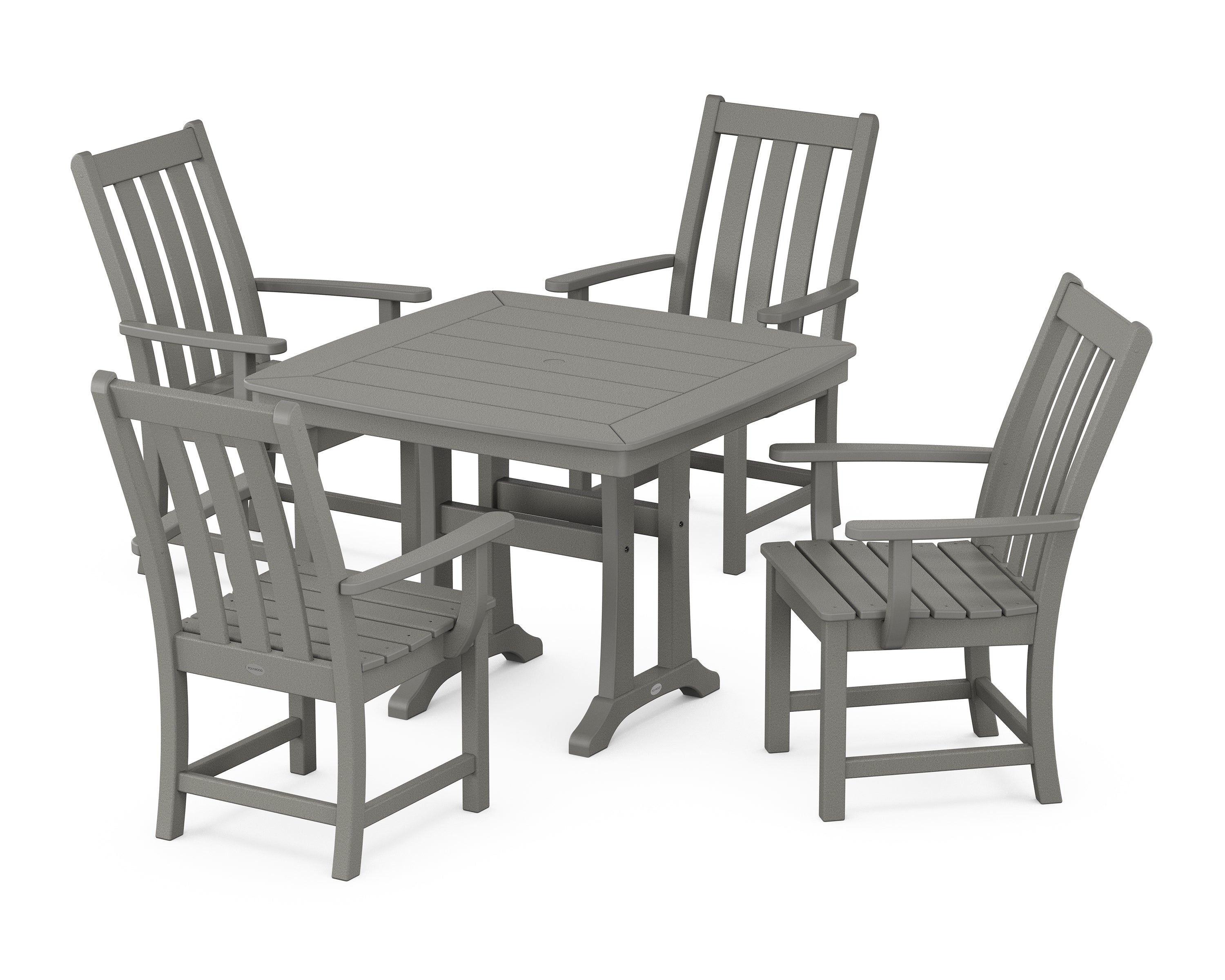 POLYWOOD® Vineyard 5-Piece Dining Set with Trestle Legs in Slate Grey