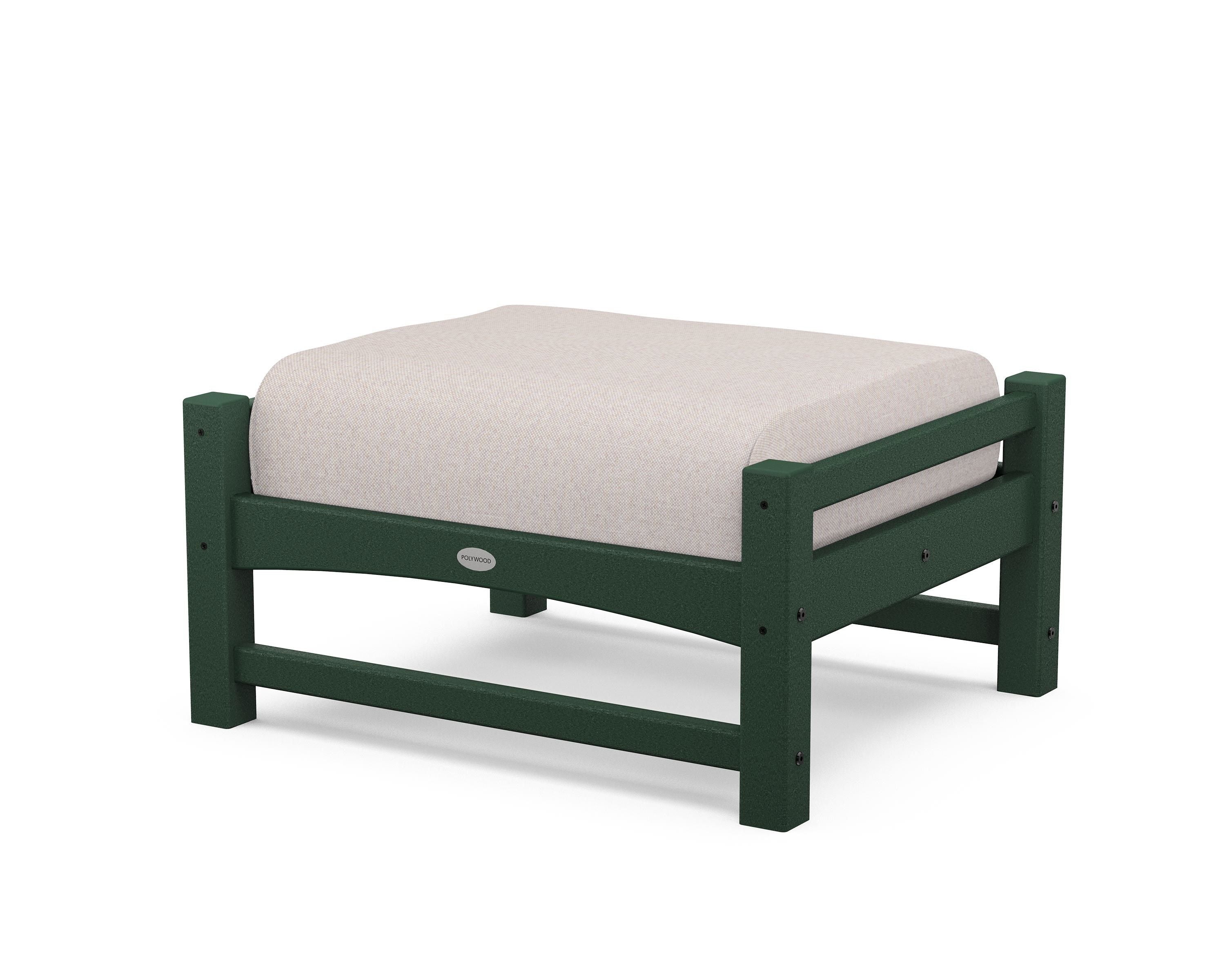 POLYWOOD® Club Ottoman in Green / Dune Burlap