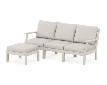 POLYWOOD® Braxton Modular 4-Piece Deep Seating Set with Ottoman in Sand / Cast Ash