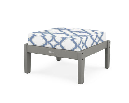 Martha Stewart by POLYWOOD® Chinoiserie Deep Seating Ottoman in Slate Grey / Trellis Sky Blue