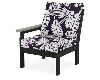 POLYWOOD® Vineyard Modular Left Arm Chair in Black / Driftwood / Leaf Navy