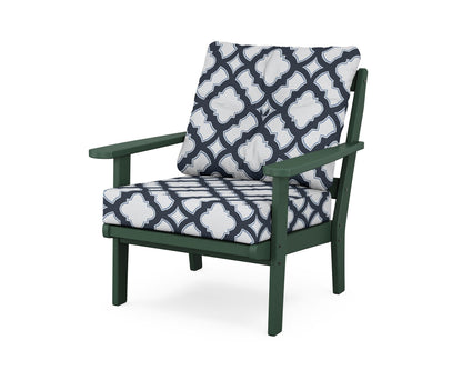 POLYWOOD® Mission Deep Seating Chair in Green / Trellis Marine Indigo