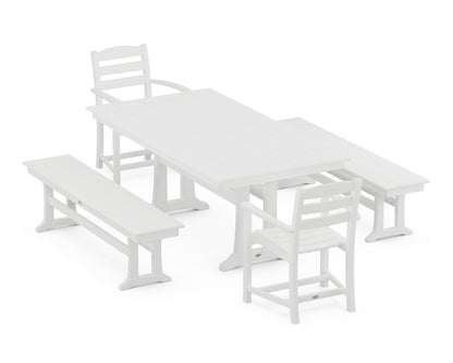 POLYWOOD® La Casa Cafe 5-Piece Farmhouse Dining Set With Trestle Legs in White