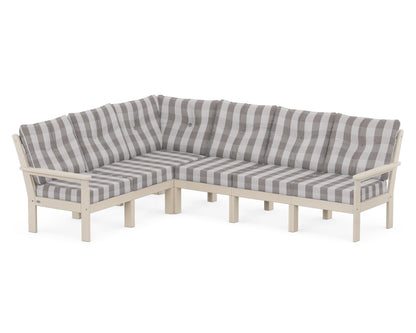 POLYWOOD® Vineyard 6-Piece Sectional in Sand / Buffalo Plaid Grey Mist