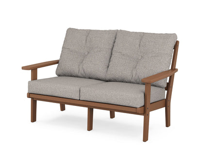 POLYWOOD® Oxford Deep Seating Loveseat in Teak / Weathered Tweed