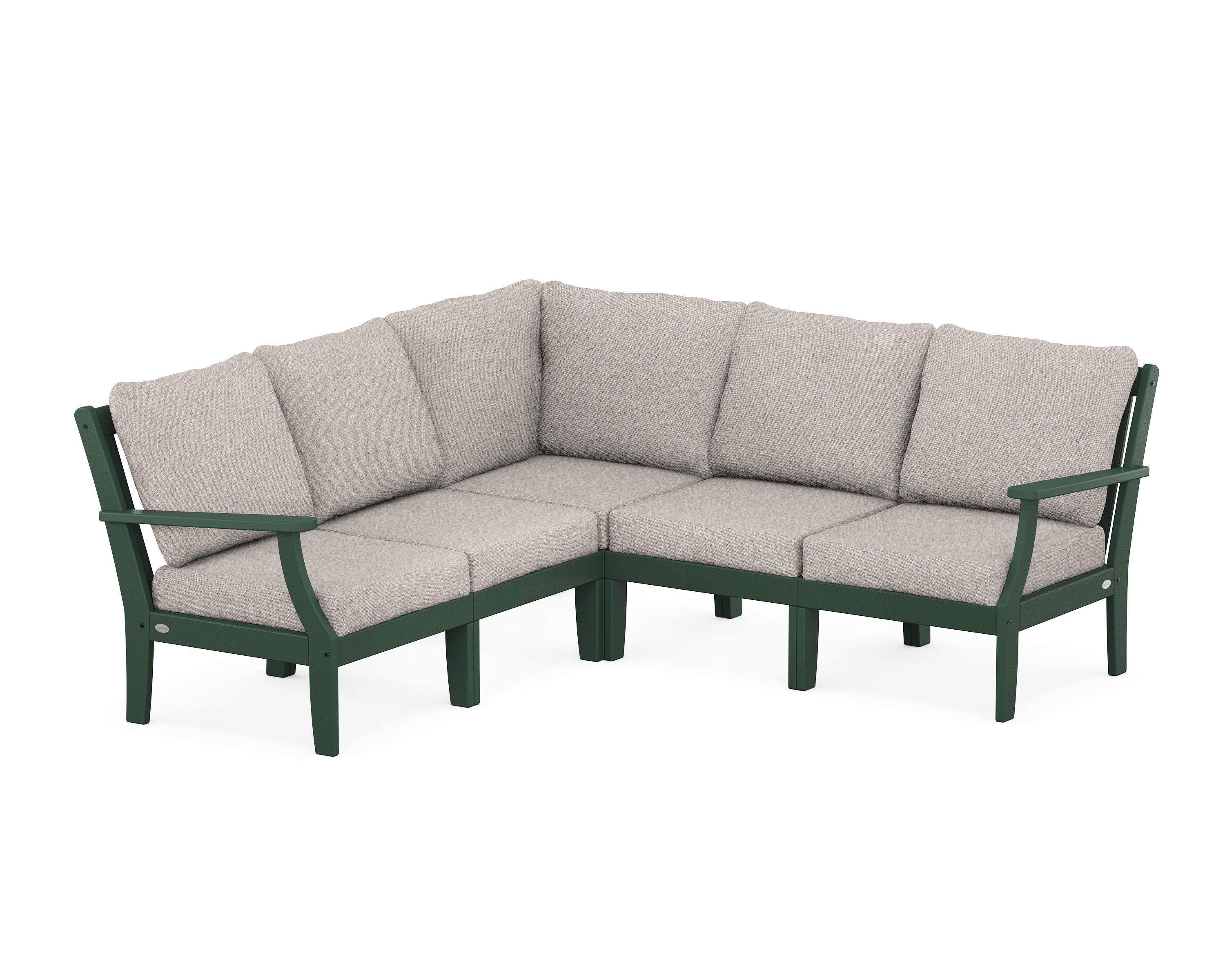 POLYWOOD® Braxton Modular 5-Piece Deep Seating Set in Green / Weathered Tweed