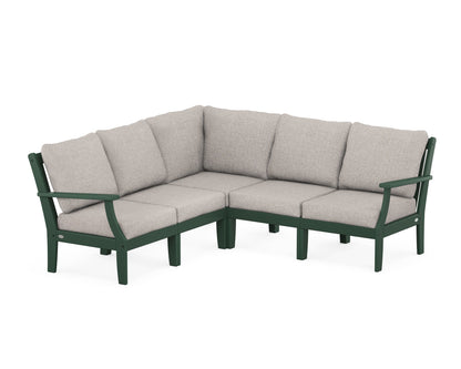 POLYWOOD® Braxton Modular 5-Piece Deep Seating Set in Green / Weathered Tweed