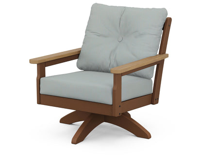 POLYWOOD® Vineyard Deep Seating Swivel Chair in Teak / Natural / Spa