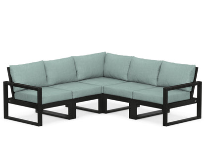 POLYWOOD® EDGE 5-Piece Modular Deep Seating Set in Black / Glacier Spa