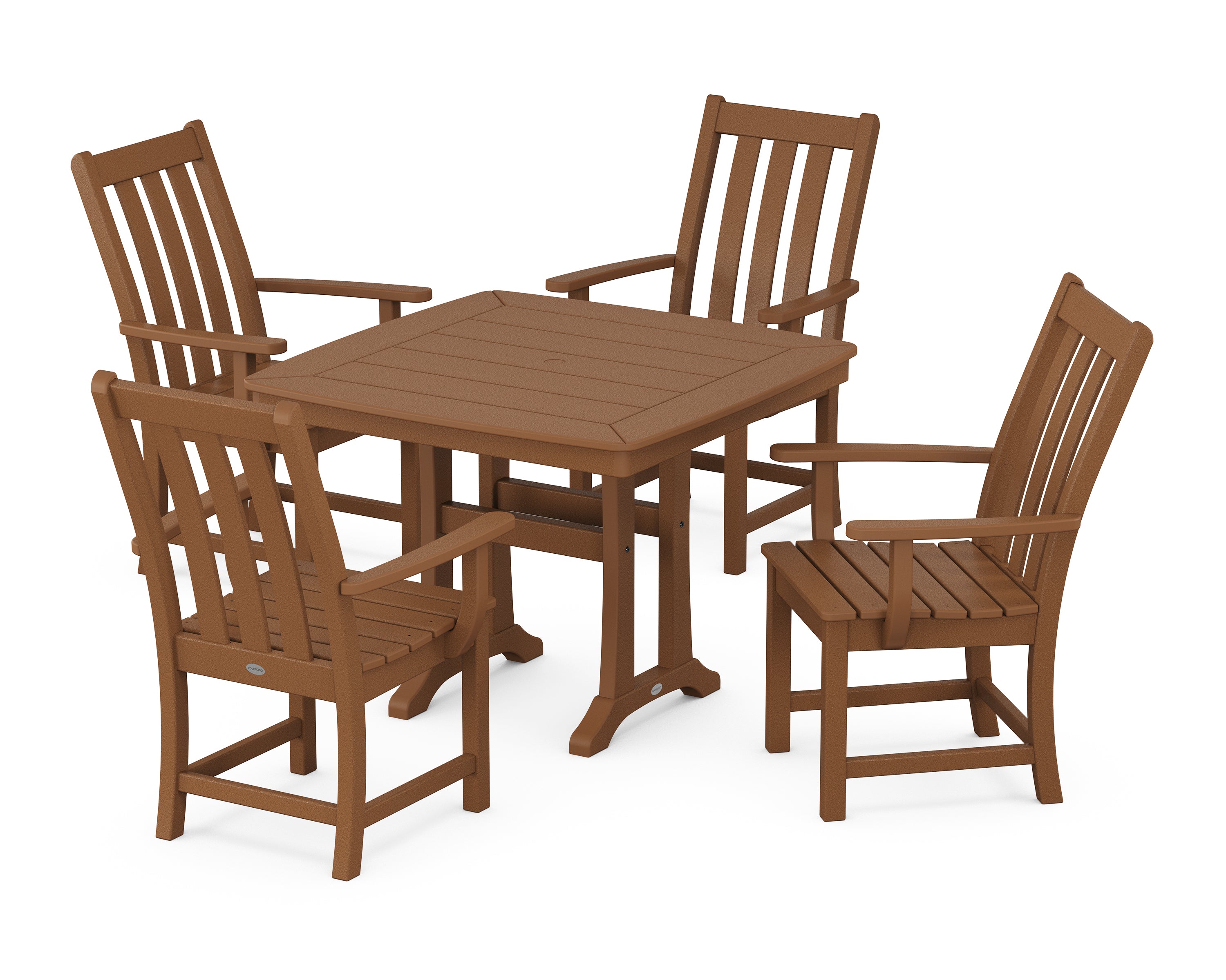 POLYWOOD® Vineyard 5-Piece Dining Set with Trestle Legs in Teak