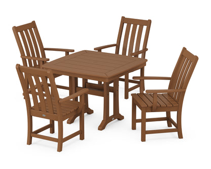 POLYWOOD® Vineyard 5-Piece Dining Set with Trestle Legs in Teak
