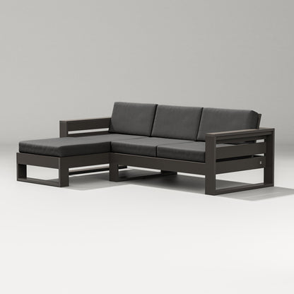 PW Designer Series Latitude Left Chaise Sectional in Vintage Coffee / Spectrum Carbon