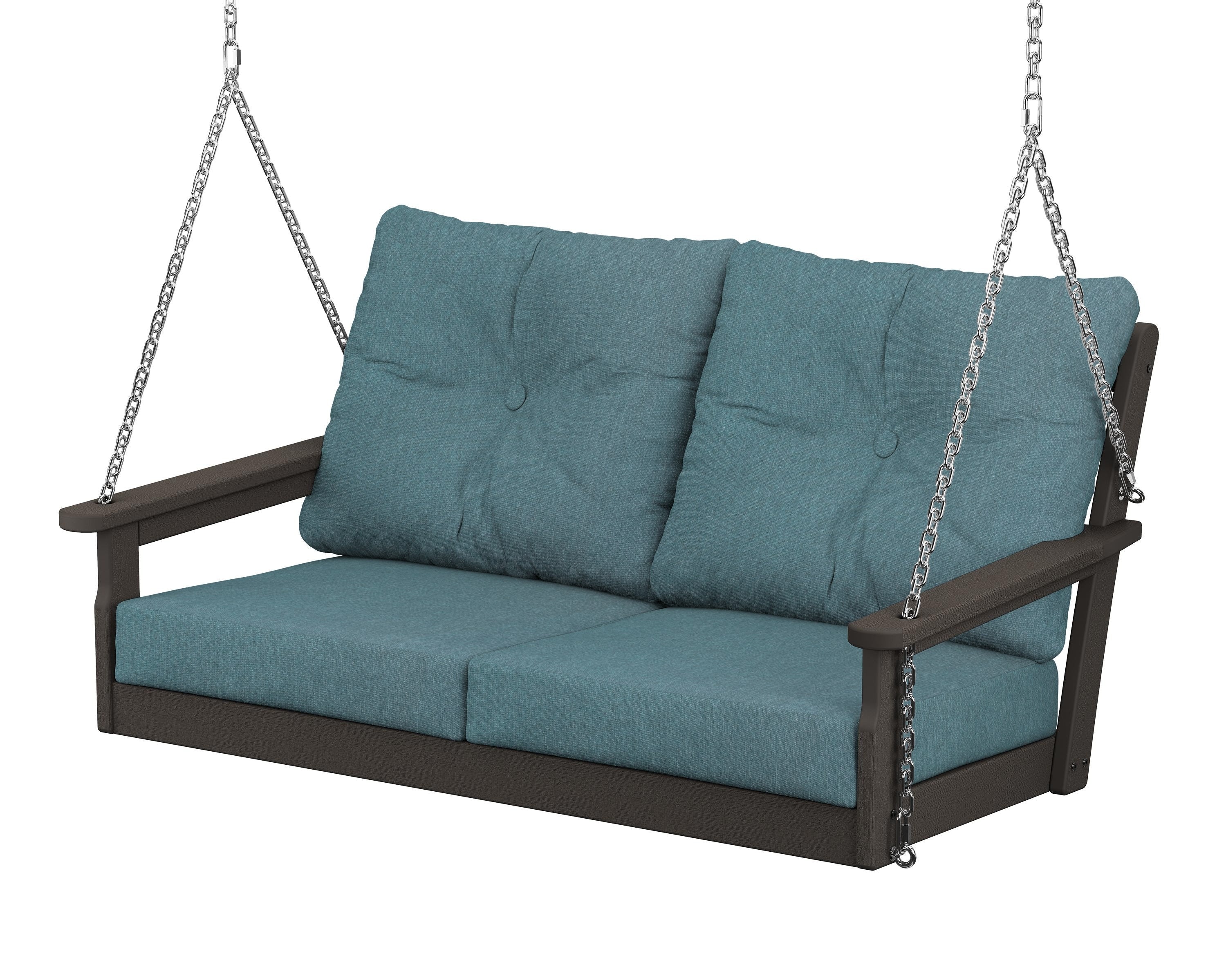 POLYWOOD® Vineyard Deep Seating Swing in Vintage Coffee / Ocean Teal