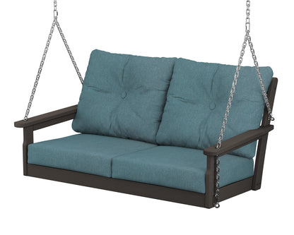 POLYWOOD® Vineyard Deep Seating Swing in Vintage Coffee / Ocean Teal