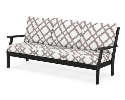 POLYWOOD® Braxton Deep Seating Sofa in Black / Trellis Grey Mist