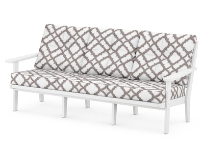 POLYWOOD® Lakeside Deep Seating Sofa in White / Trellis Grey Mist