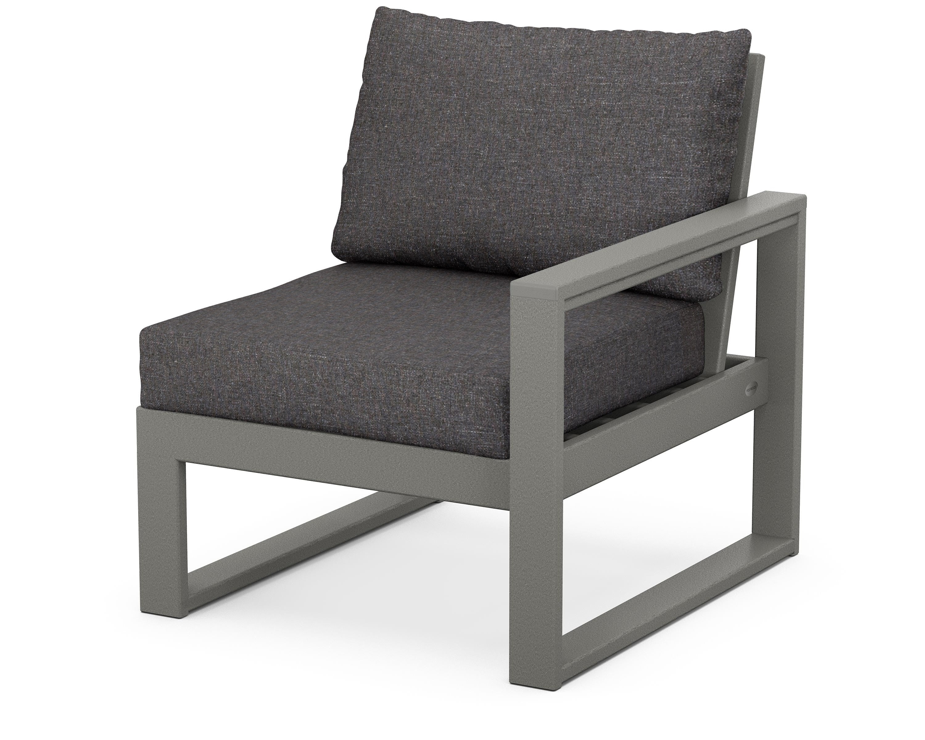 POLYWOOD® EDGE Modular Right Arm Chair in Slate Grey / Ash Charcoal