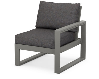 POLYWOOD® EDGE Modular Right Arm Chair in Slate Grey / Ash Charcoal