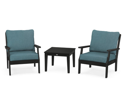 POLYWOOD® Braxton 3-Piece Deep Seating Set in Black / Ocean Teal