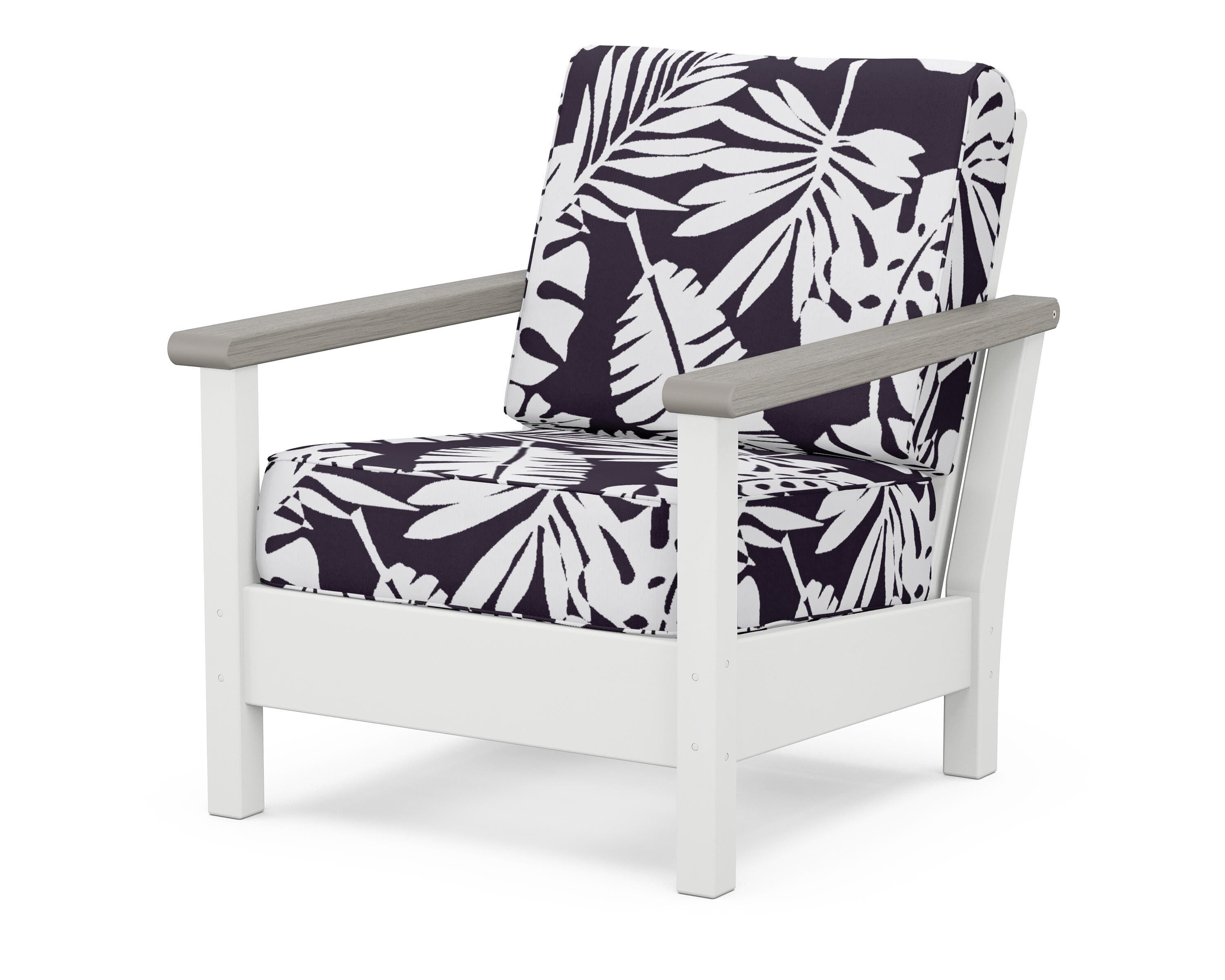 POLYWOOD® Harbour Deep Seating Chair in White / Driftwood / Leaf Navy