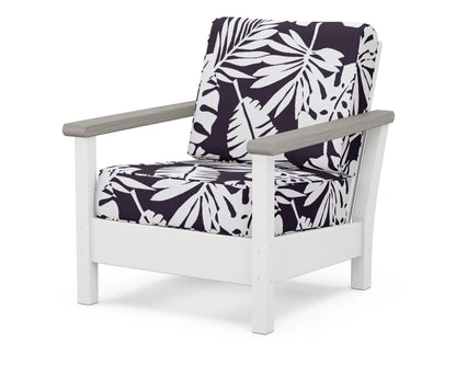 POLYWOOD® Harbour Deep Seating Chair in White / Driftwood / Leaf Navy