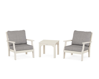 Martha Stewart by POLYWOOD® Chinoiserie 3-Piece Deep Seating Set in Sand / Grey Mist
