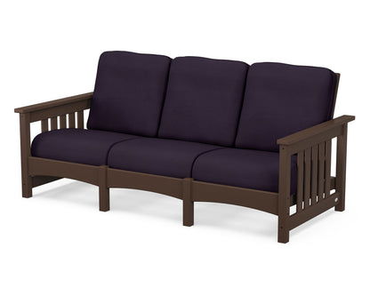 POLYWOOD® Club Mission Sofa in Mahogany / Navy Linen