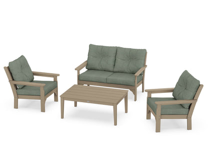 POLYWOOD® Vineyard 4-Piece Deep Seating Set in Vintage Sahara / Cast Sage