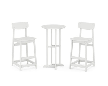 POLYWOOD® Modern Studio Urban Bar Chair 3-Piece Bistro Set in White