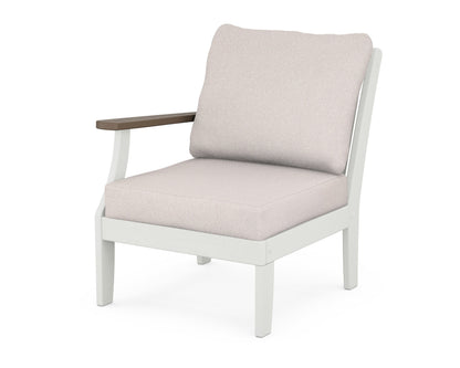 POLYWOOD® Braxton Modular Left Arm Chair in White / Kona / Dune Burlap