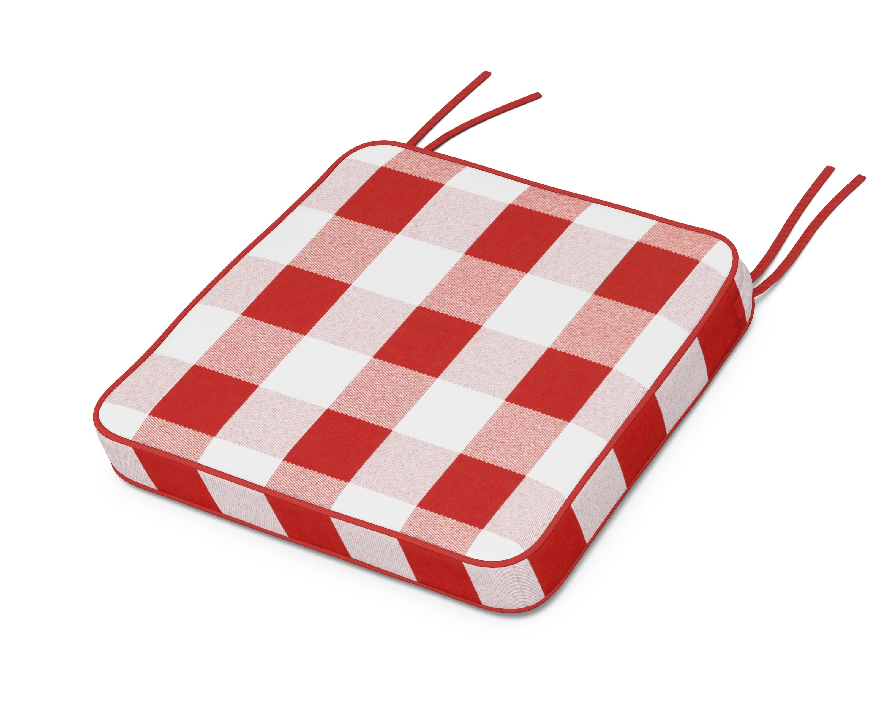 Martha Stewart by POLYWOOD® Chinoiserie Side Chair Seat Cushion in Buffalo Plaid Crimson