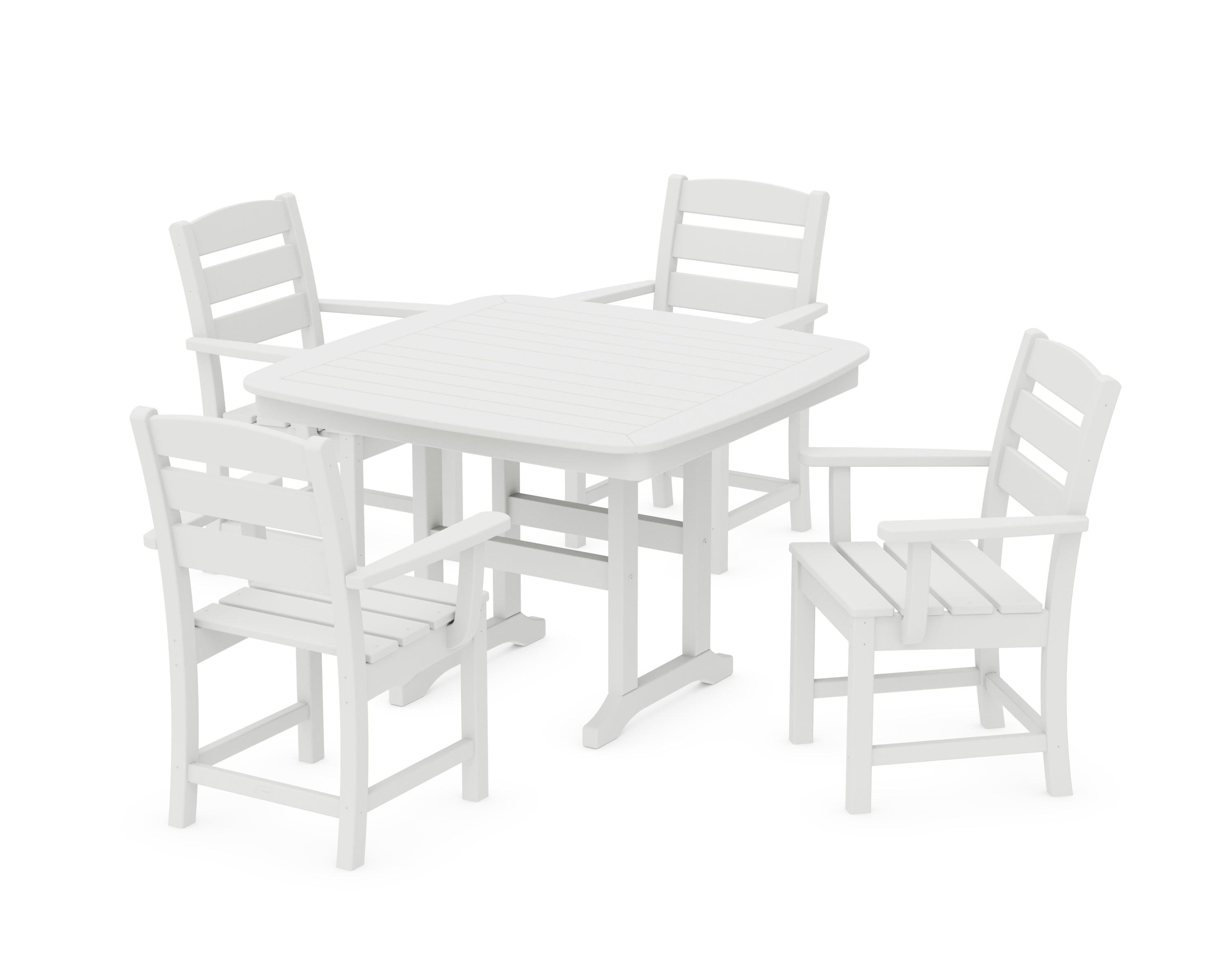 POLYWOOD® Lakeside 5-Piece Dining Set with Trestle Legs in White