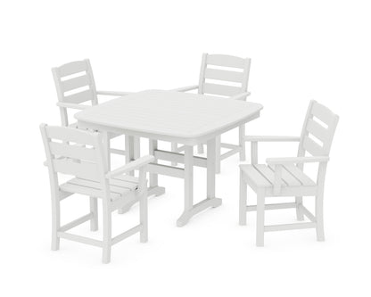POLYWOOD® Lakeside 5-Piece Dining Set with Trestle Legs in White