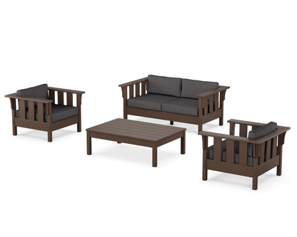 Martha Stewart by POLYWOOD® Acadia 4-Piece Deep Seating Set with Loveseat in Mahogany / Ash Charcoal