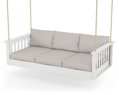 POLYWOOD® Vineyard Daybed Swing in White / Dune Burlap