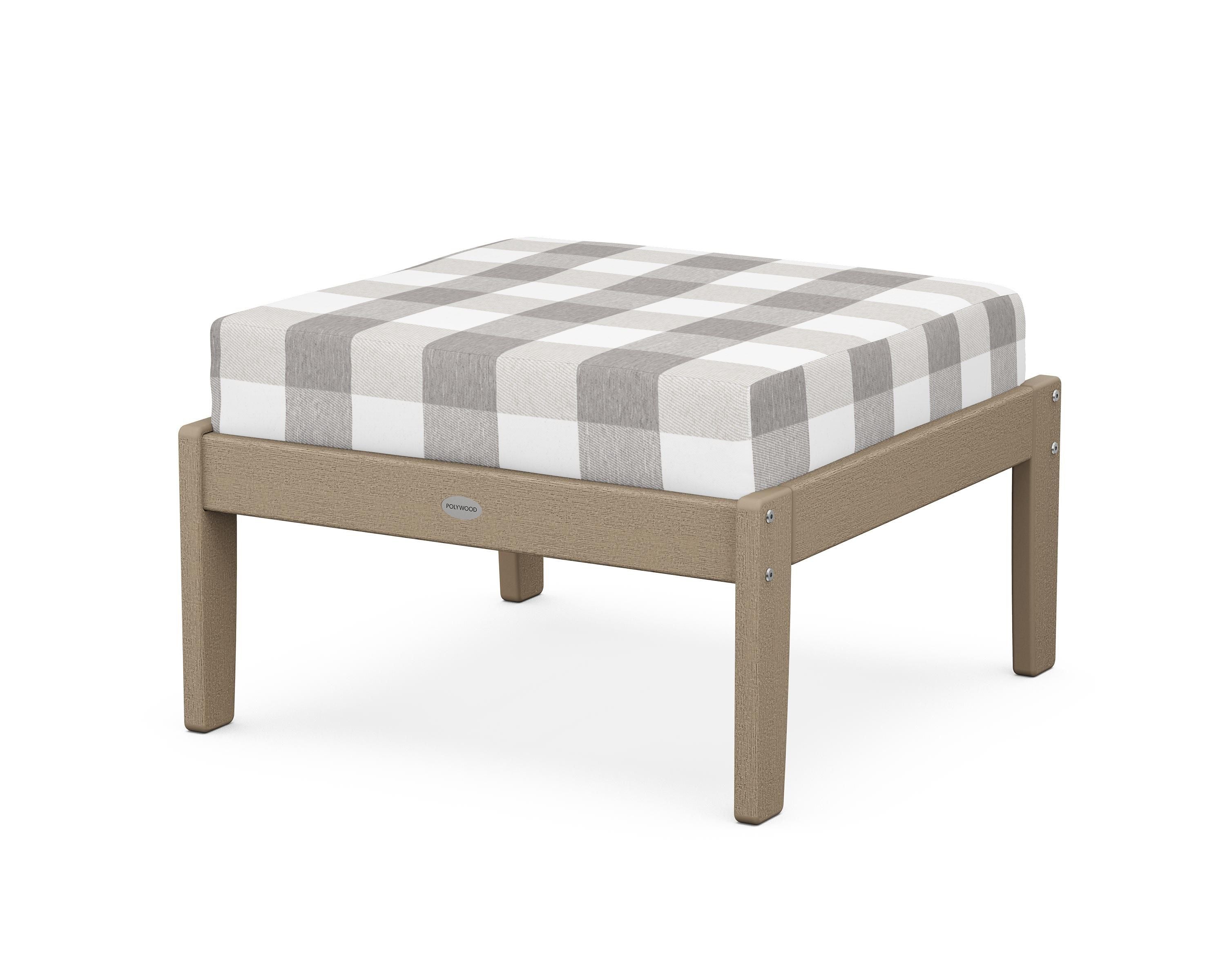 POLYWOOD® Braxton Deep Seating Ottoman in Vintage Sahara / Buffalo Plaid Grey Mist
