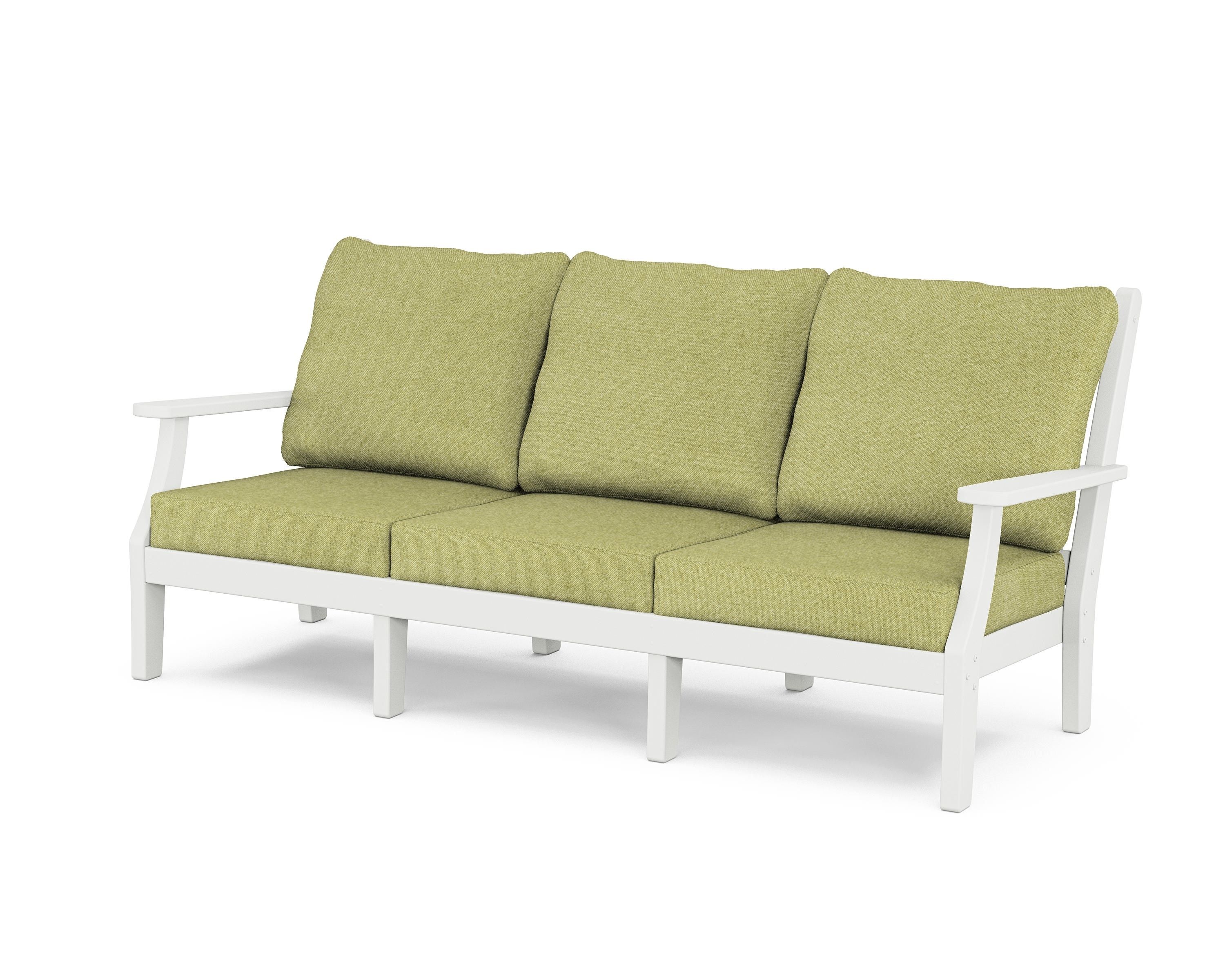 Country Living Wovendale Deep Seating Sofa in White / Chartreuse Boucle
