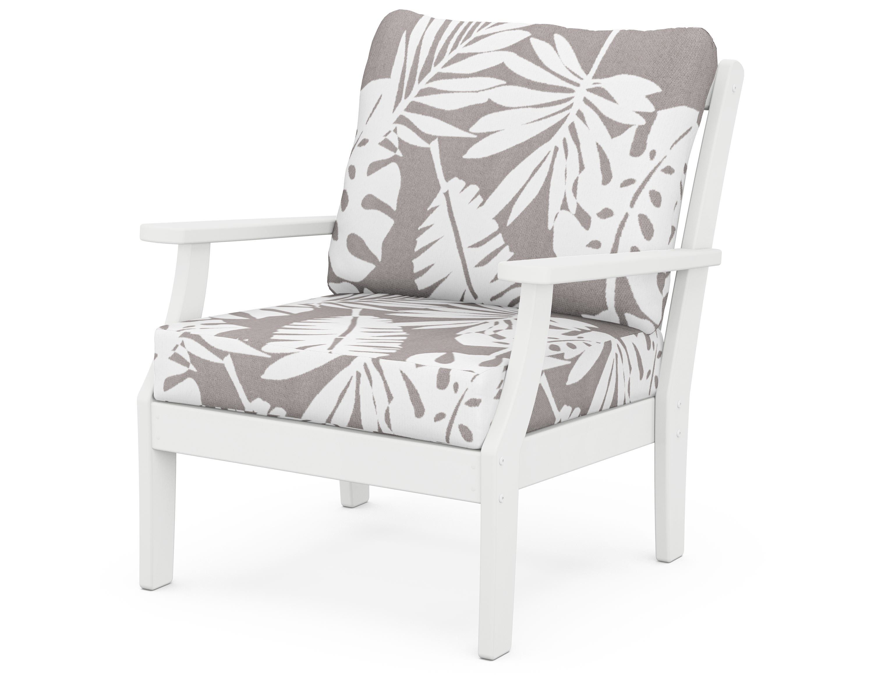 POLYWOOD® Braxton Deep Seating Chair in White / Leaf Grey Mist
