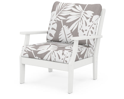 POLYWOOD® Braxton Deep Seating Chair in White / Leaf Grey Mist