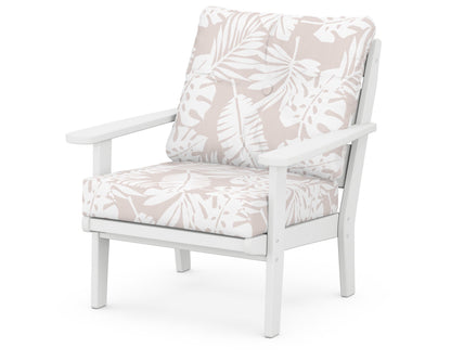 POLYWOOD® Lakeside Deep Seating Chair in White / Leaf Dune Burlap
