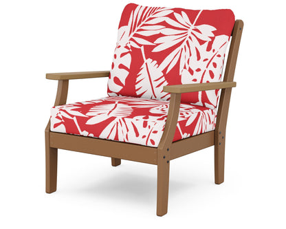 POLYWOOD® Braxton Deep Seating Chair in Teak / Natural / Leaf Crimson