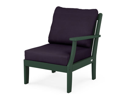 POLYWOOD® Braxton Modular Right Arm Chair in Green / Navy Linen