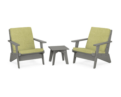 POLYWOOD® Riviera Modern Lounge 3-Piece Set in Slate Grey / Chartreuse Boucle