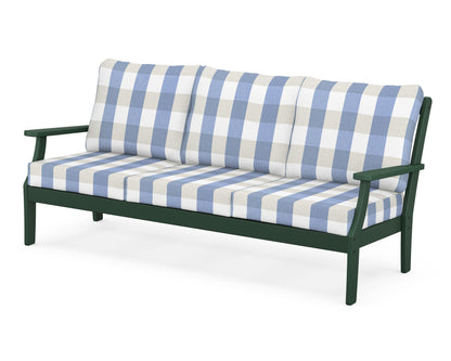 POLYWOOD® Braxton Deep Seating Sofa in Green / Buffalo Plaid Sky Blue