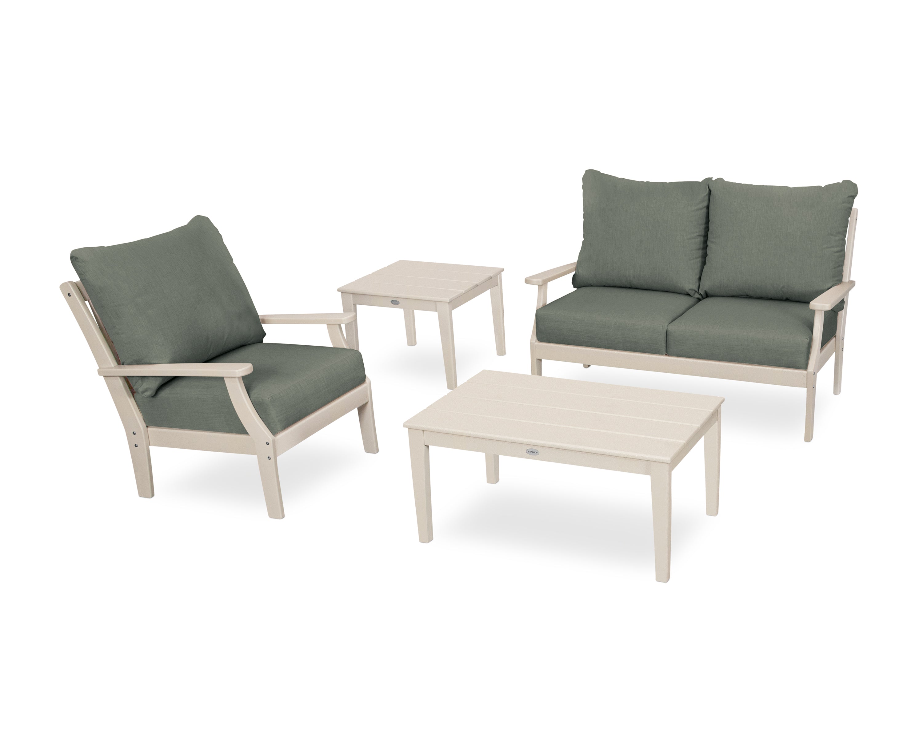 POLYWOOD® Braxton 4-Piece Deep Seating Set in Sand / Cast Sage