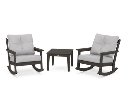 POLYWOOD® Vineyard 3-Piece Deep Seating Rocker Set in Vintage Coffee / Granite