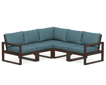 POLYWOOD® EDGE 5-Piece Modular Deep Seating Set in Mahogany / Ocean Teal