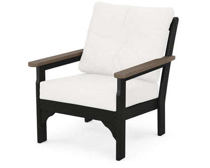 POLYWOOD® Vineyard Deep Seating Chair in White / Kona / Natural Linen