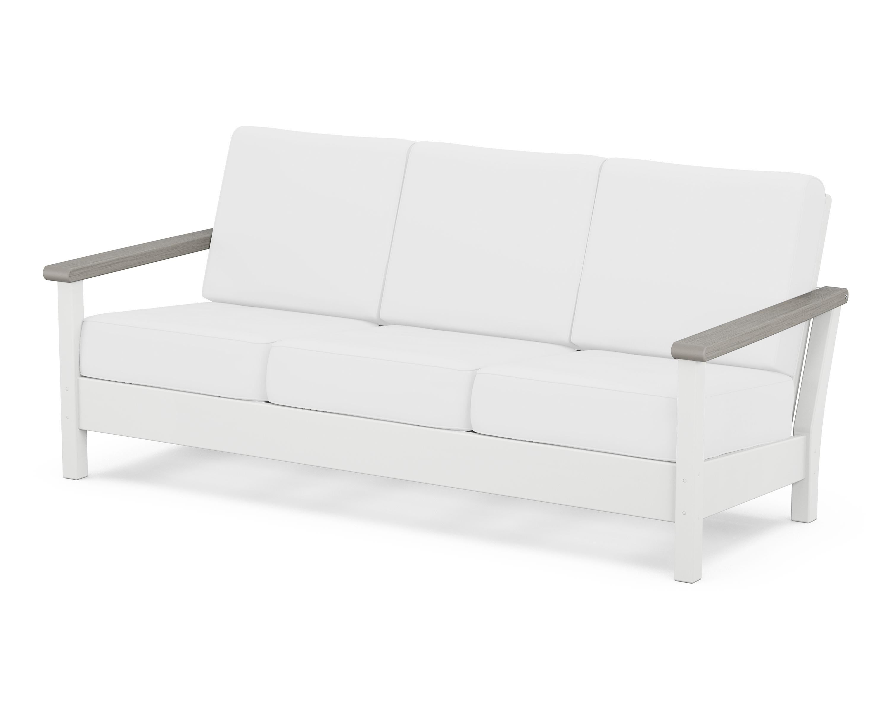 POLYWOOD® Harbour Deep Seating Sofa in White / Driftwood / Natural